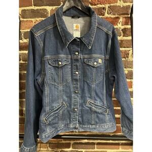 Carhartt Women's Blue Denim Button Up Utility Jean Jacket Size 2XL RN14806